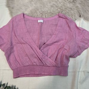 Abound crop faux wrap pink / lavender top